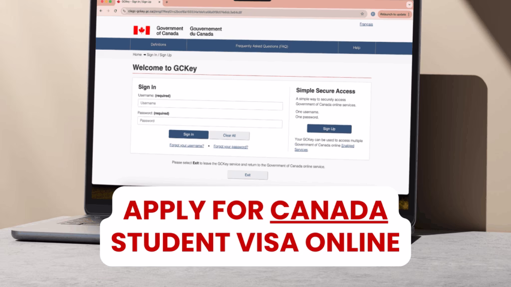 how to create GC key account and apply for Canada student visa online